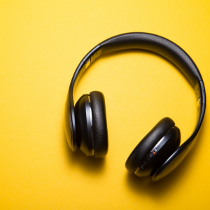 headphones on yellow background