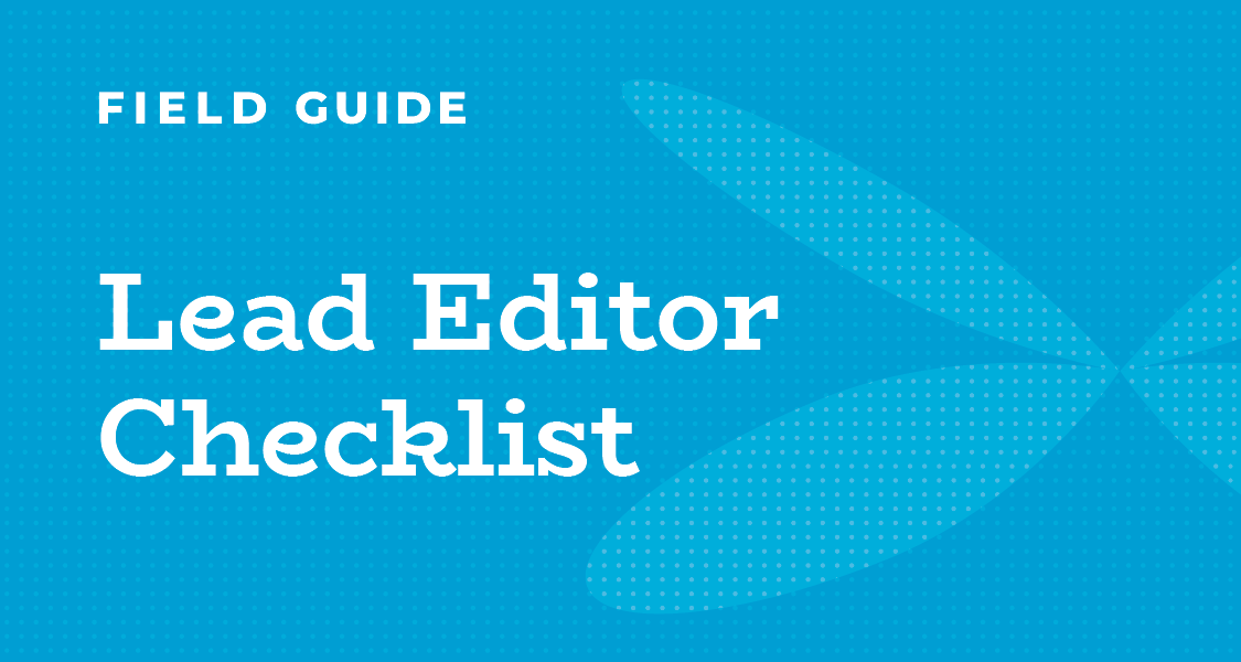 Lead Editor Checklist - Dragonfly Editorial